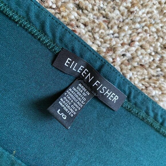 Eileen Fisher Stretchy Jersey Knit Dress Dark Teal Blue Womens Size Large - Picture 9 of 10